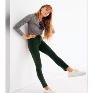 NWT Madewell 10” Hi-Rise Skinny Velvet Jeans